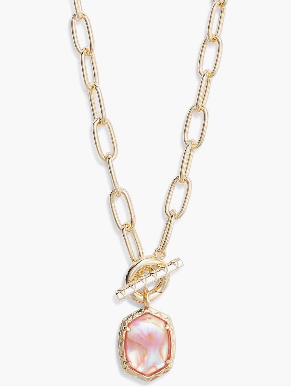 Kendra Scott Daphne Chain Necklace in Gold Pink Abalone